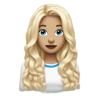 Girl has got Light blonde long hair, blue eyes, Lip piercing sticker