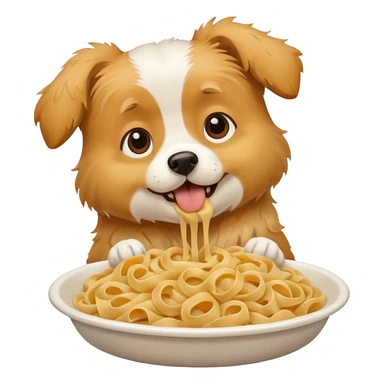 dog eating pasta sticker