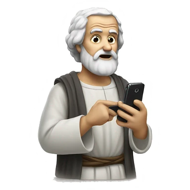 Aristotle holds a cell phone in his hand sticker