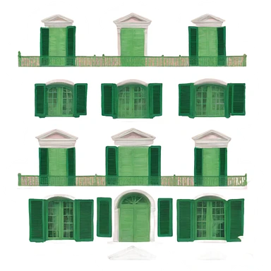 with green shutters pink 19th century villa  sticker