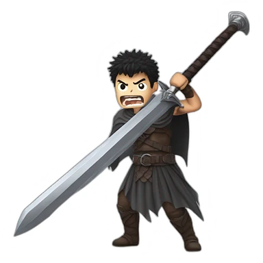 angry berserk guts carrying huge sword without guard sticker