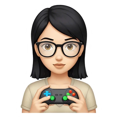 gamer, black hair girl with glasses sticker