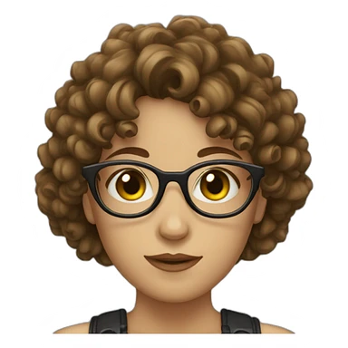Girl with glasses green eyes and brown curly hair fringe sticker