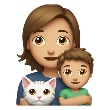 A little kid with his mom and a cat sticker