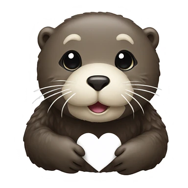 sea otter holding a white heart sticker