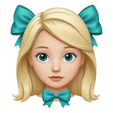 white girl with blond hair and teal bow sticker