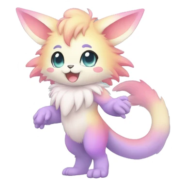 Anthro-Pastel-Gradient-Fur-Sona-Chibi-Shiny-Fakémon full body sticker
