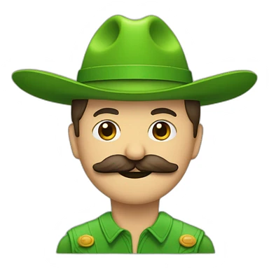 un verde con bigote y sombrero con manos y pies  sticker