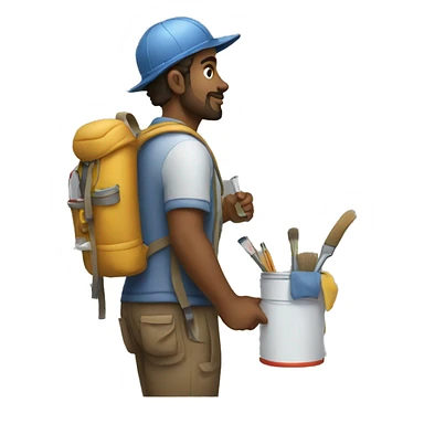 a painter with a backpack sticker