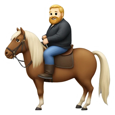 Fat man with beard riding small horse sticker