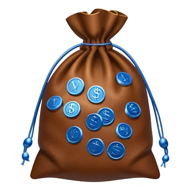 brown money bag of blue coins sticker