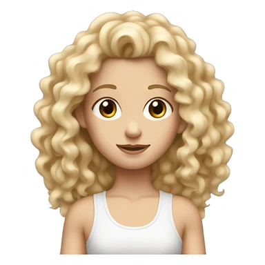 white girl with really curly long blonde hair wearing tank top sticker