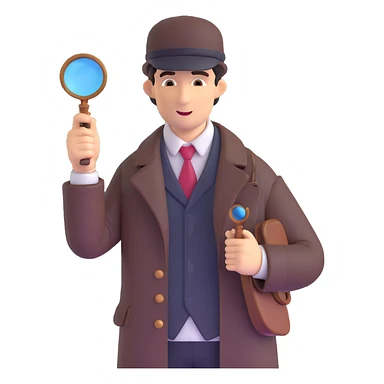 Sherlock Holmes with deerstalker hat and magnifying glass sticker