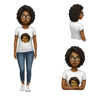 brown girl with glasses an tshirt blac sticker