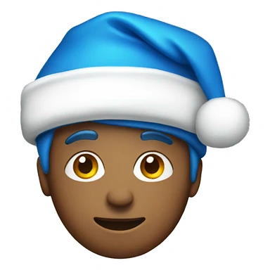 Person wearing a blue santa hat sticker