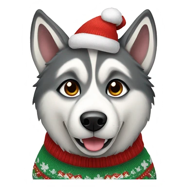 husky dog with christmas sweater sticker