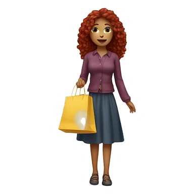 Long Burgundy haired girl, shopaholic, carrying a lot of shopping bags sticker