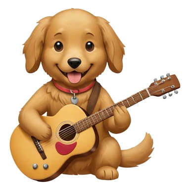 happy dog playing guitar sticker