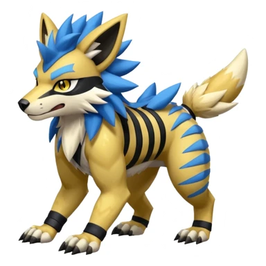 Shiny furry cool Zeraora-WereGarurumon-Obstagoon-fusion sticker