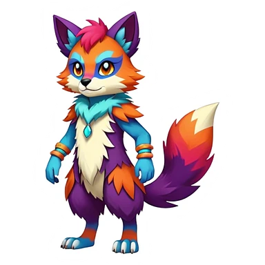 Edgy colorful anthro fursona Fakemon full body sticker