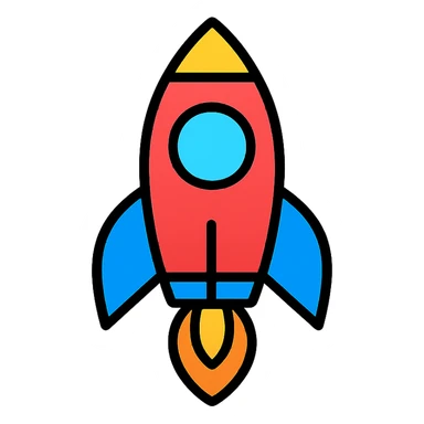 colorful rocket icon with black outlines sticker