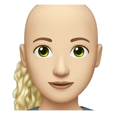 caucasian bald man with green eyes and a caucasian woman with long curly dark hair and brown eyes sticker