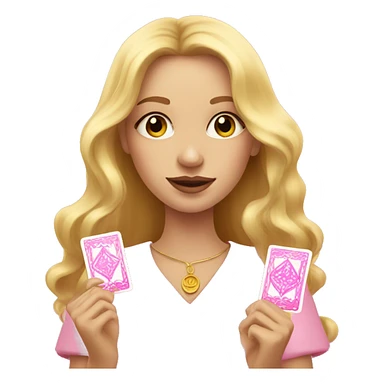 Blonde girl with pink pink tarot gold cards sticker