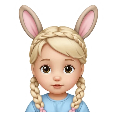 bunny ear accessory wearing baby braided hair sticker