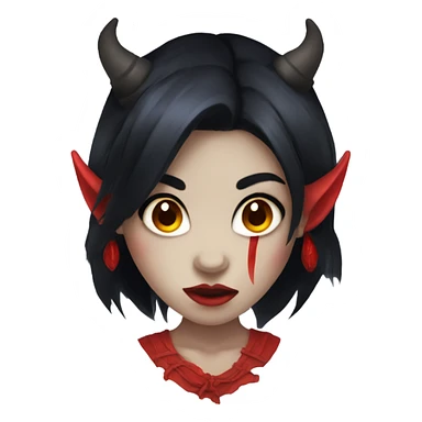 demon oni girl with red skin and black hair sticker