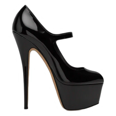 One Black Patent Leather Daffodile Platform Heels sticker
