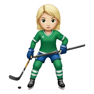 Girl hockey player full body with green jersey sticker