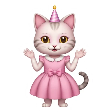 happy girl cat wearing a birthday dress sticker