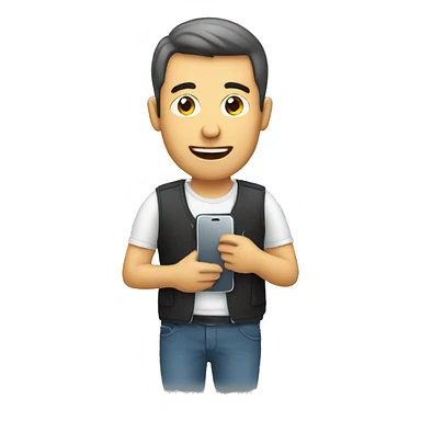 man with mobile phone sticker