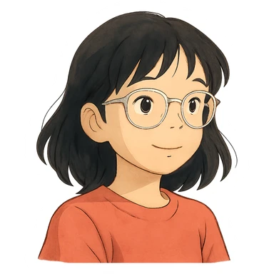 ghibli style asian girl with clear glasses sticker