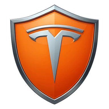 orange teslas logo shaped like a shield sticker