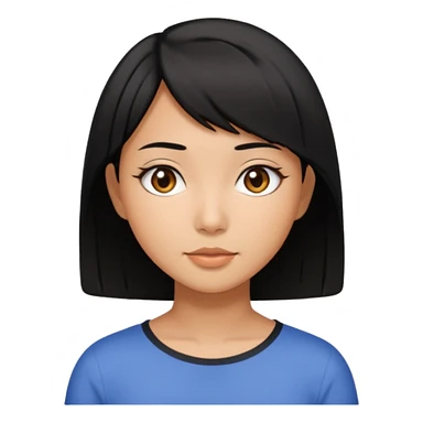 very tan Asian girl with black hair and dark brown eyes, short bob hairstyle sticker