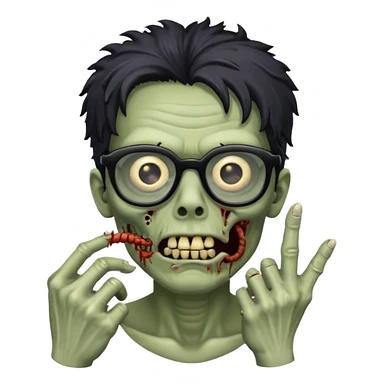 Zombie with finger coils and black glasses  sticker