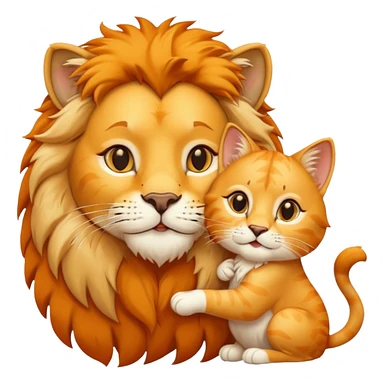 Animal Gato tocando las orejas de un leon sticker