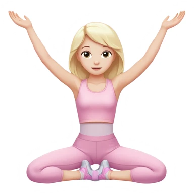 angelic blonde girl stretching in light pink gym with sparkles sticker