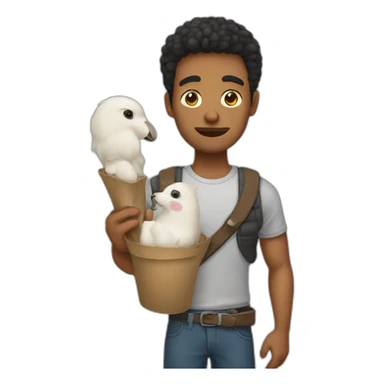 a guy holding petooha sticker