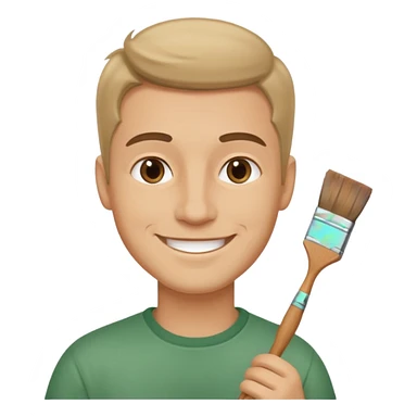 male artist painting, smiling sticker