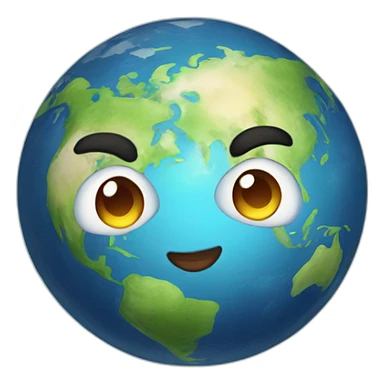 planet earth with cartoon face with smiling eyes sticker