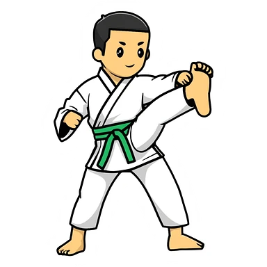 karate costume with green belt sticker