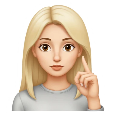 Woman touching the tip of her nose with her index finger sticker