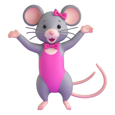 rat with a pink bow wearing a gymnastics leotard sticker