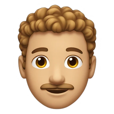 A short haired curly hair man with thin moustache, slightly tanned sticker