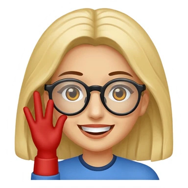 Cara sonriente guiñando el ojo, con la mano derecha lenta un poco los lentes de solo para que se vea como está guiñando el ojo sticker