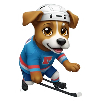 Dog playing hockey  sticker