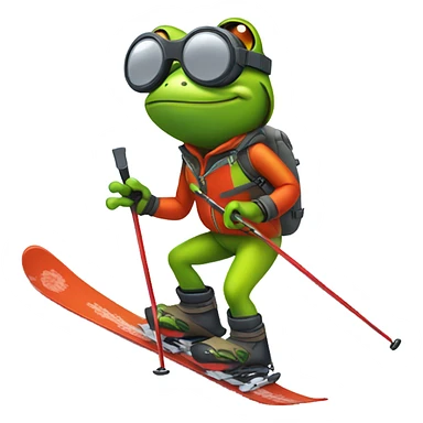 Frog skiing sticker