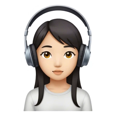 Asian girl listening to music  sticker